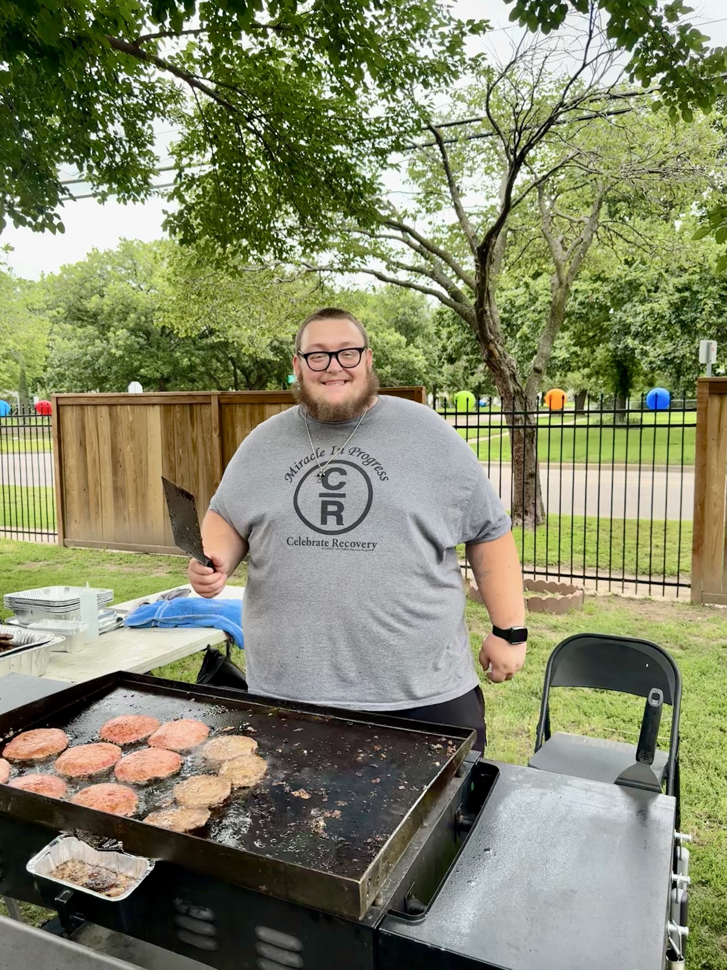 Residents gathered for a cookout